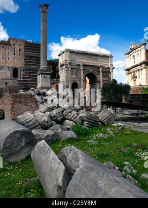 Ancient Rome: The Arch of Septimius Severus, Roman Forum, Italy Stock Photo