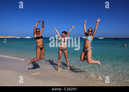 A group of girl friends on holiday having fun in the sun in Egypt Stock Photo