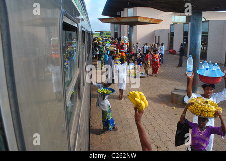 Train station in Ivory Coast, West Africa, on the line from Abidjan to Burkina Faso Stock Photo