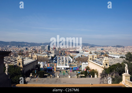 View over Barcelona, Spain from the National Art Museum on Montjuic Hill. Stock Photo