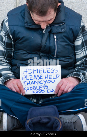 Homeless man at Southbank, London, England. Stock Photo