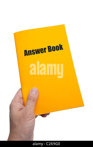 Answer Book with white background Stock Photo - Alamy