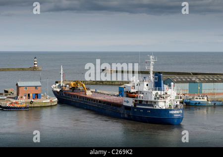 Ship Leaving Seaham Harbour In County Durham Stock Photo Alamy