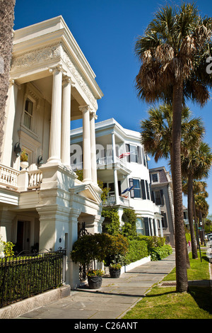 Historic homes along the Battery in Charleston, SC. Stock Photo