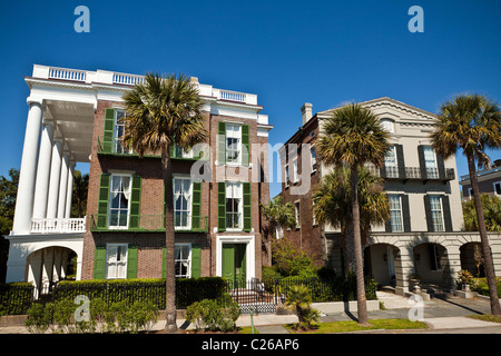 Historic homes along the Battery in Charleston, SC. Stock Photo