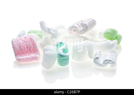 Filler packing background. Packaging foam pellets texture, top view ...