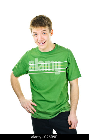 Friendly smiling young man standing isolated on white background Stock Photo