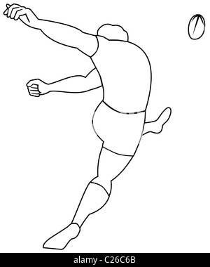 illustration of a rugby player kicking the ball with isolated white background Stock Photo