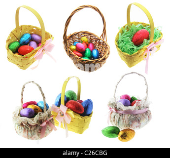Easter Eggs in Baskets Stock Photo