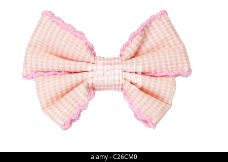 Hair bow checked pattern ribbon isolated on white background Stock Photo