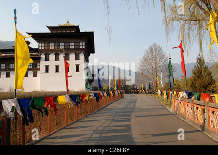 Entrance to Trashi Chhoe Dzong, Thimphu, Bhutan Stock Photo