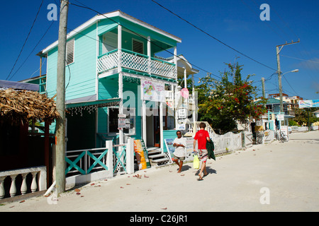 Main Street on Caye Caulker island Belize Stock Photo