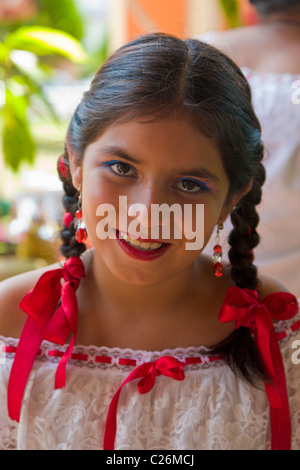 Mexican girl in local costume, Tuxtla Chico, Chiapas, Mexico Stock Photo