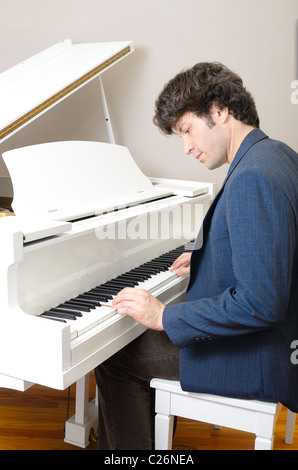 Piano detail with players hands Stock Photo