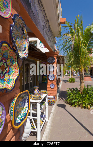 Local painted pottery shop in Zihuatanejo, Guerrero, Mexico Stock Photo