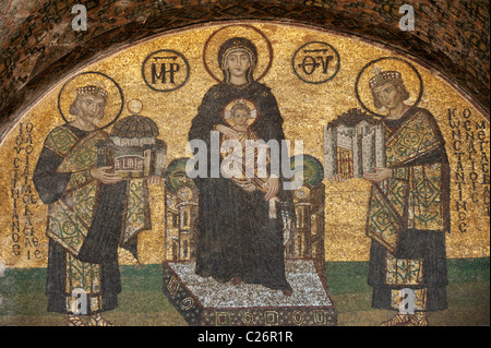 Virgin and Child mosaic in Hagia Sophia former Orthodox patriarchal basilica, Istanbul. Stock Photo