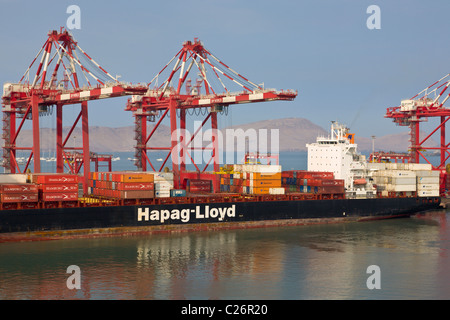 Container ship in the port of Callao, Lima, Peru Stock Photo