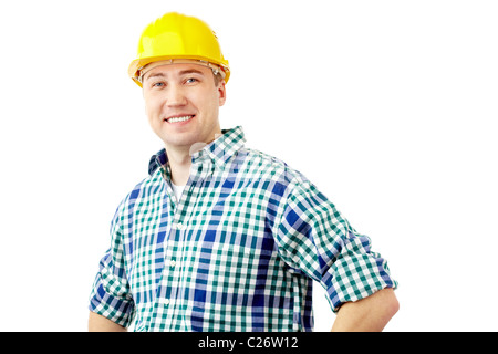 Portrait of a smiling worker isolated on white Stock Photo