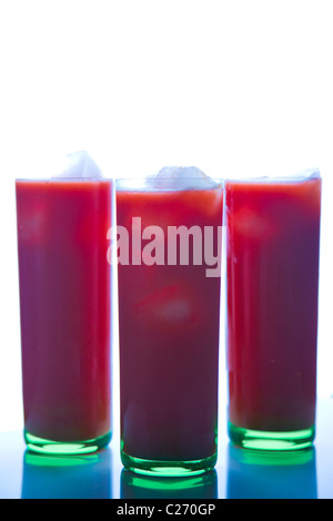 Three Glasses of Watermelon Juice with Ice