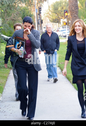 Angie Harmon and Sasha Alexander arriving for the filming of the pilot episode of Rizzoli. Los Angeles, California - 01.12.09 Stock Photo