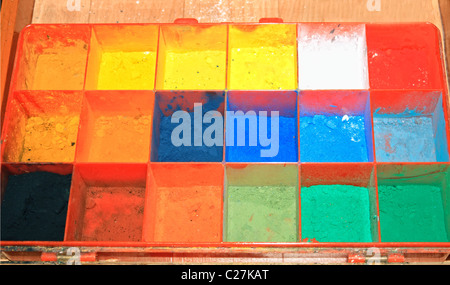 Color palette with colors in powder form Stock Photo