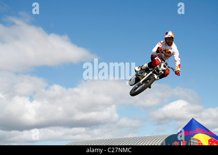 ABSA Cape Epic 2011  Bull Champion Trick Rider hits ramp and is suspended in mid air for moments. Photo: Darryl Putter Stock Photo