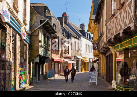 Brittany, France - Old medieval street with shops and stores Pontivy, Morbihan, Brittany, France, Europe Stock Photo