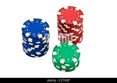 Casino chips isolated on white background Stock Photo