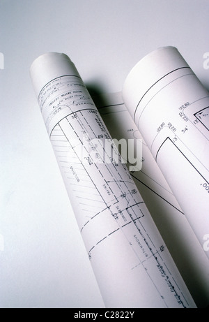 Close up of engineering drawings Stock Photo