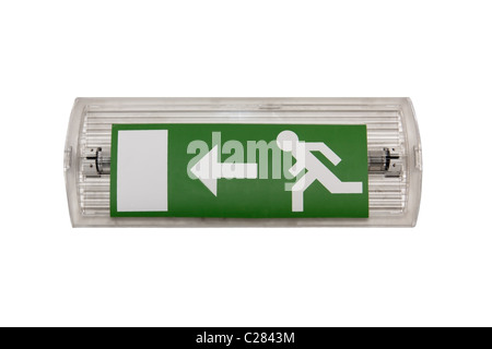 An emergency exit signal with white background ( no clipping path, but easily selectable ) Stock Photo