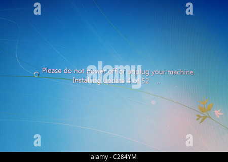 Windows Installig Screen Windows 7 Install screen on a PC monitor screen England UK Stock Photo ...