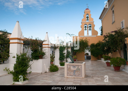 Corfu, Greece. October. Theotokos Monastery, also known as Monastery of Panayias Paleokastritsas. Paleokastritsa Palaiokastritsa Stock Photo