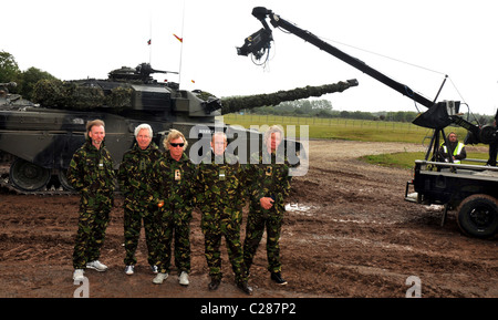 Status Quo during filming of a music video Stock Photo