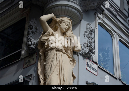 Austria, Vienna. Historic Michael's Square in downtown Vienna. Art deco architecture. Stock Photo