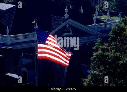 Old Glory, flag of the United States of America, flying over Independence Mall, Philadelphia, Pennsylvania, USA Stock Photo