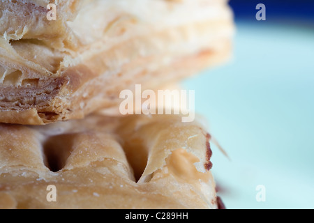 Close up of fresh baked pastry with chocolate filling Stock Photo