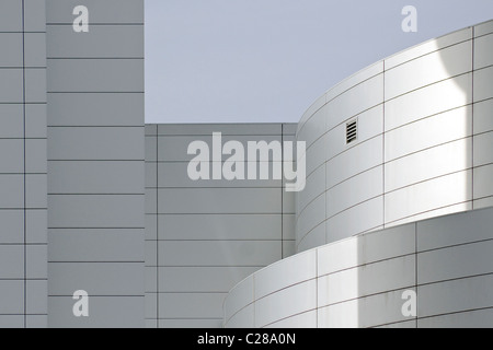 Out side of the aluminum visitors building of  The National Air and Space Museum's Steven F. Udvar-Hazy Center Stock Photo