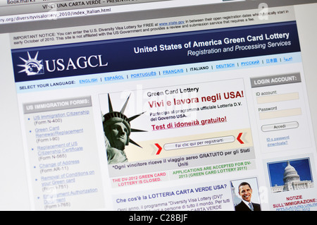 USAGCL website - United States of America Green Card Lottery - in Italian Stock Photo
