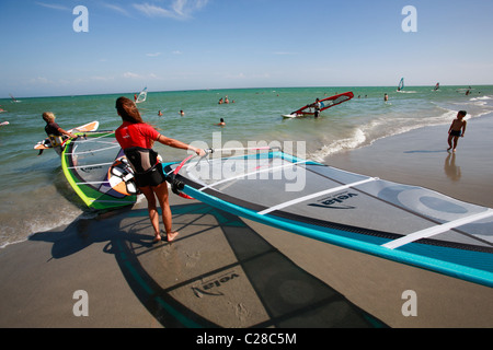 windsurfing El Yaque Beach Margarita Island Venezuela Stock Photo