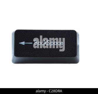The Backspace key from a black computer keyboard Stock Photo