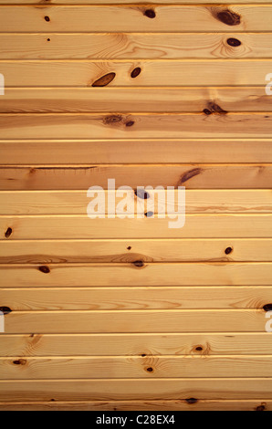 Horizontal background texture of knotty pine boards. Stock Photo