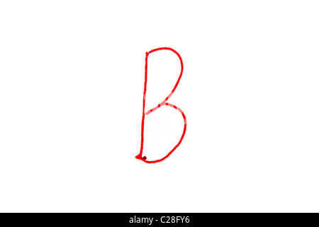 Handwritten Letter Grade B written in red ink Stock Photo