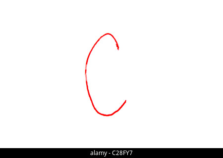 Handwritten Letter Grade C written in red ink Stock Photo