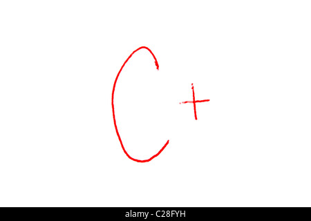 Handwritten Letter Grade C+ written in red ink Stock Photo