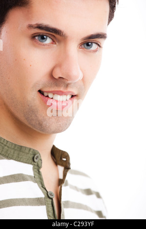 Portrait of handsome young man smiling, isolated on white background Stock Photo