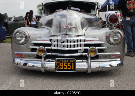Silver Grill of Vintage Chevrolet at Lonestar Rod & Kustom Roundup 2011 Stock Photo
