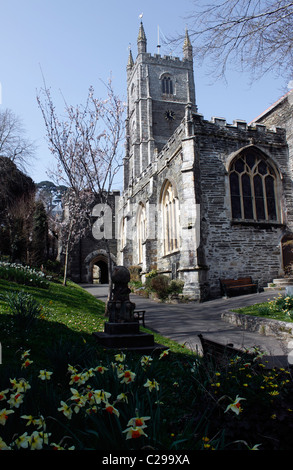 THE PARISH CHURCH St FIMBARRUS. FOWEY. CORNWALL UK. Stock Photo