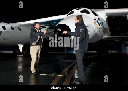 Virgin Galactic unveils SpaceShipTwo, the world's first commercial manned spaceship  Virgin Founder, Sir Richard Branson and Stock Photo