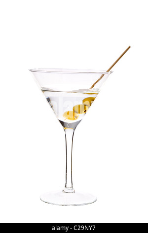 Martini with three olives isolated on white background Stock Photo