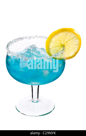 Cocktails on white: Blue Margarita. Stock Photo